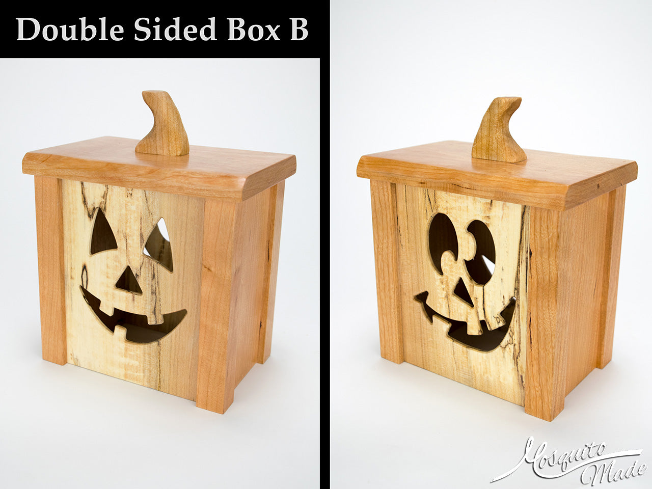 Jack-O-Lantern Light Up Pumpkin Boxes - Cherry & Spalted Maple