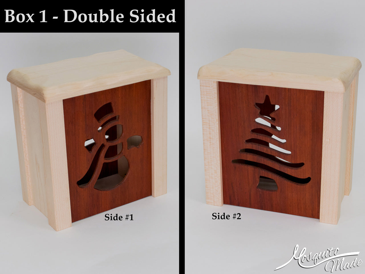 Christmas Winter Holiday Tea Light Boxes - Plain Maple and Padauk