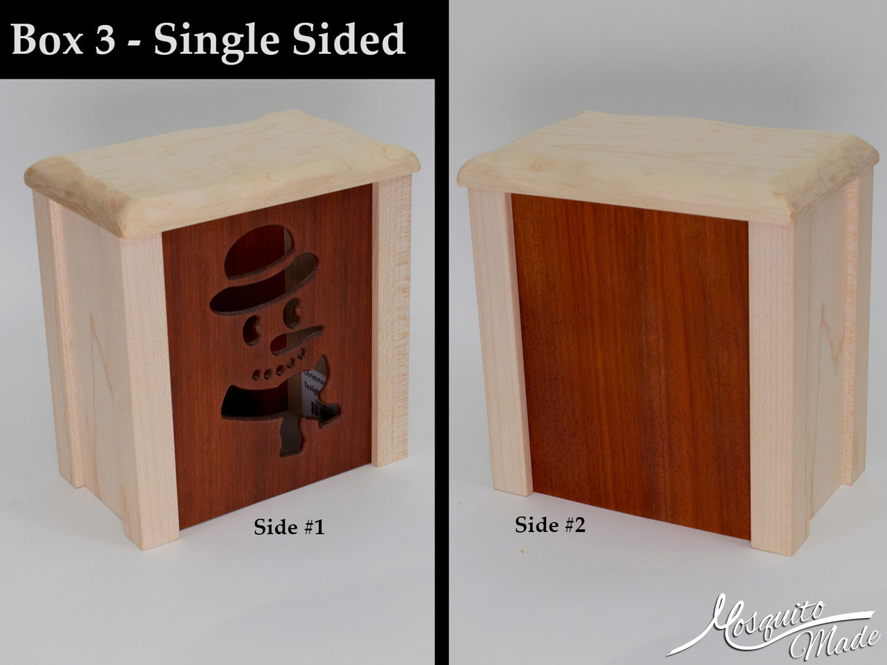 Christmas Winter Holiday Tea Light Boxes - Plain Maple and Padauk