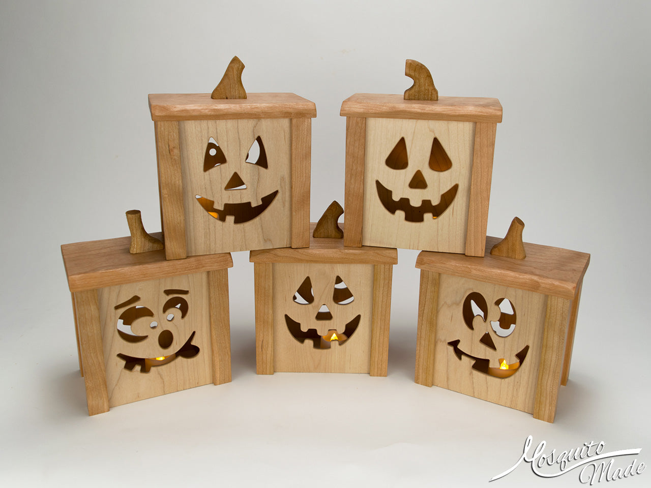 Jack-O-Lantern Light Up Pumpkin Boxes - Cherry & Plain Maple