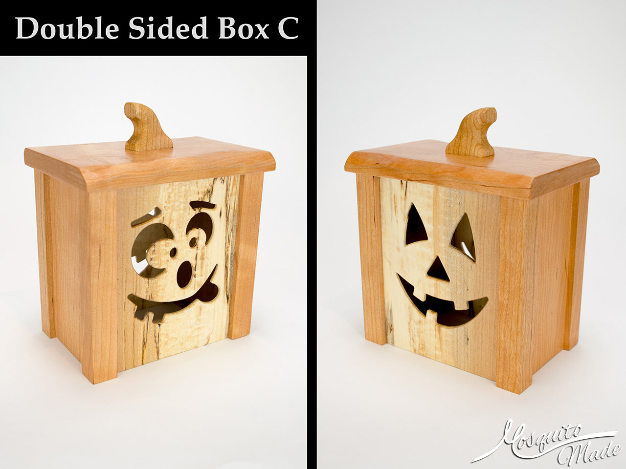 Jack-O-Lantern Light Up Pumpkin Boxes - Cherry & Spalted Maple