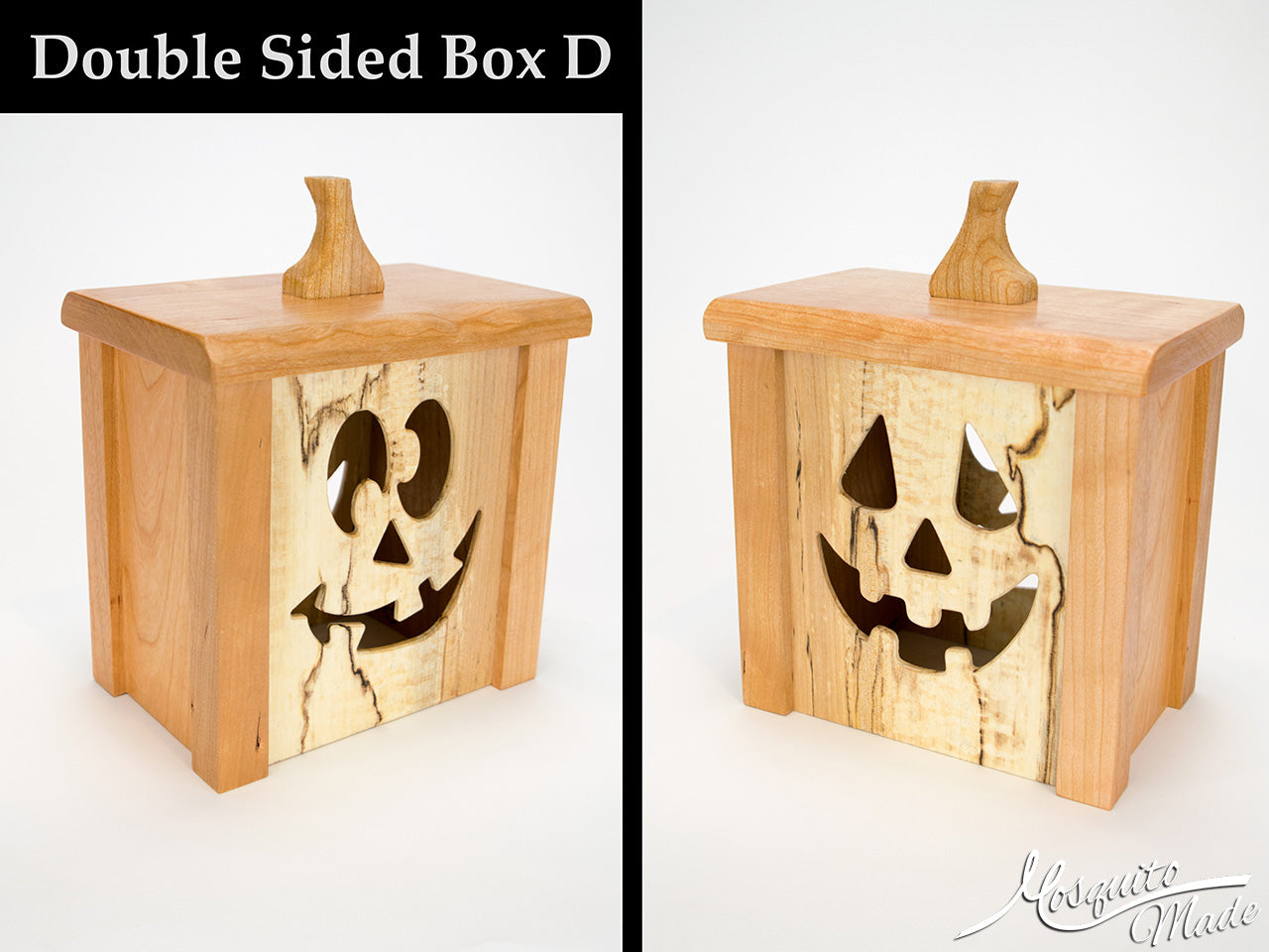 Jack-O-Lantern Light Up Pumpkin Boxes - Cherry & Spalted Maple