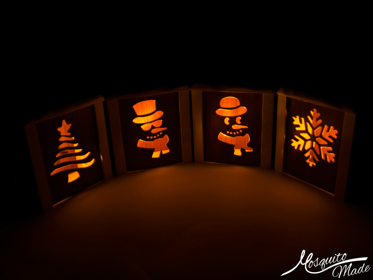 Christmas Winter Holiday Tea Light Boxes - Plain Maple and Padauk